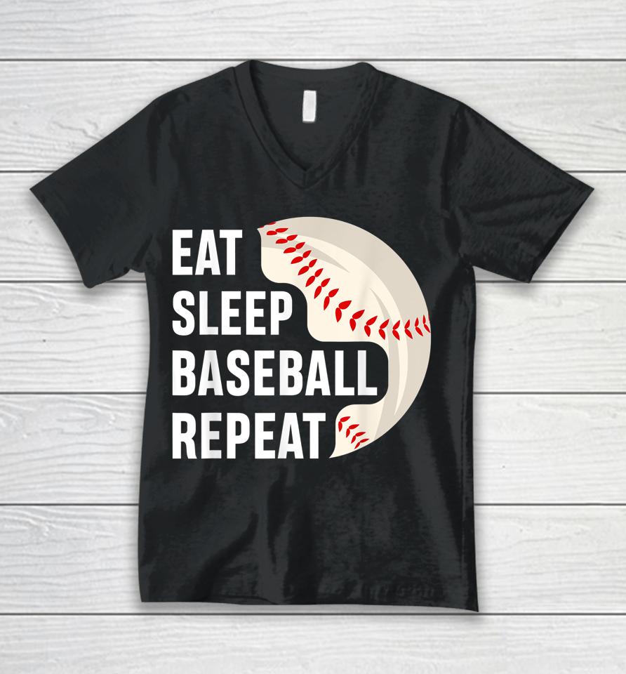 Eat Sleep Baseball Repeat Baseball Player Unisex V-Neck T-Shirt