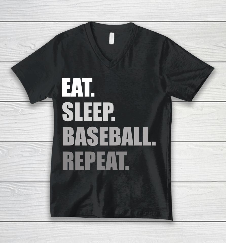 Eat Sleep Baseball Repeat Funny Baseball Unisex V-Neck T-Shirt