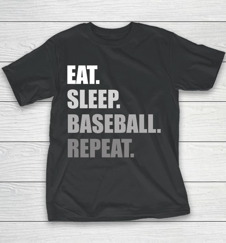 Eat Sleep Baseball Repeat Funny Baseball Youth T-Shirt