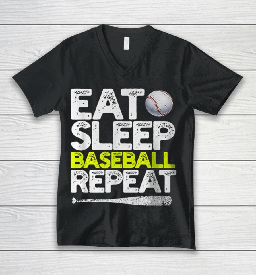 Eat Sleep Baseball Repeat Unisex V-Neck T-Shirt
