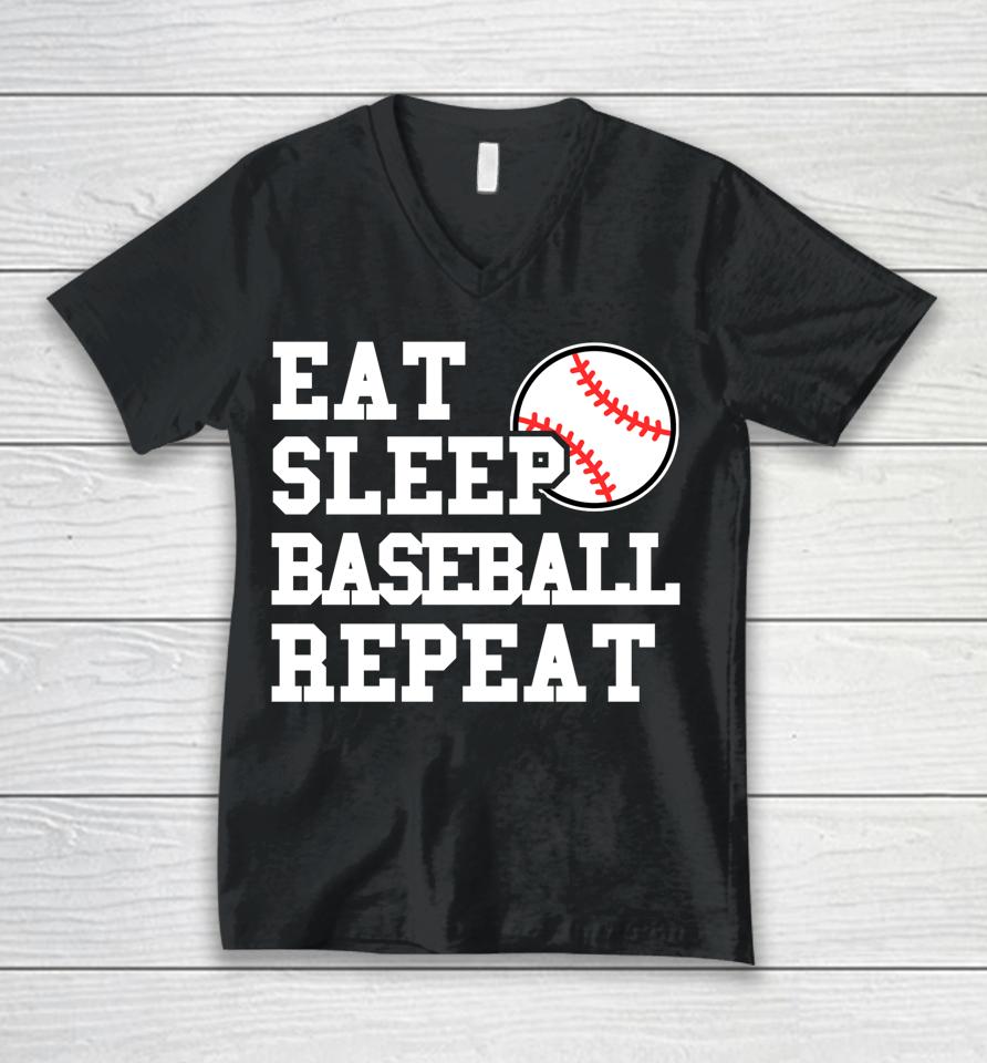 Eat Sleep Baseball Repeat Unisex V-Neck T-Shirt