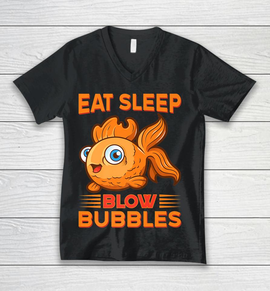 Eat Sleep Blow Bubbles Fish Unisex V-Neck T-Shirt