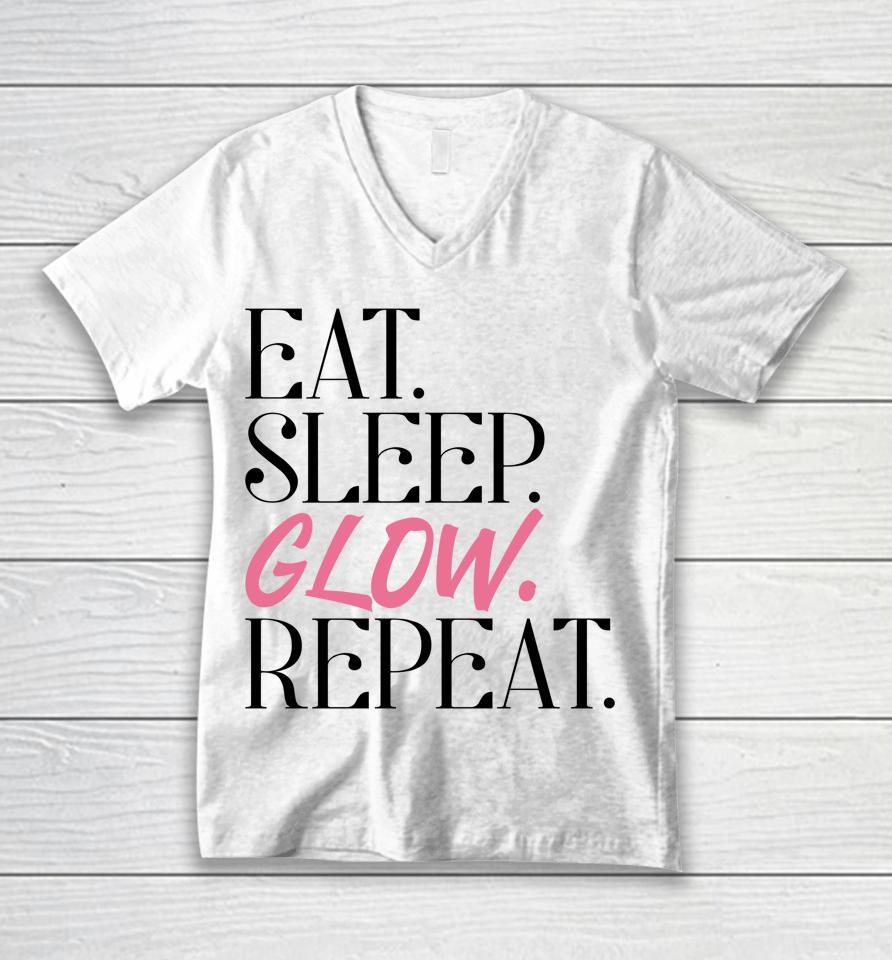 Eat Sleep Glow Repeat Esthetician Skincare Glow Unisex V-Neck T-Shirt
