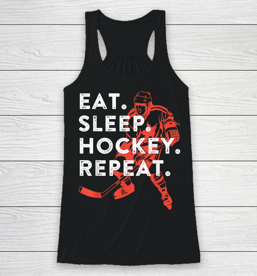 Eat Sleep Hockey Repeat Racerback Tank