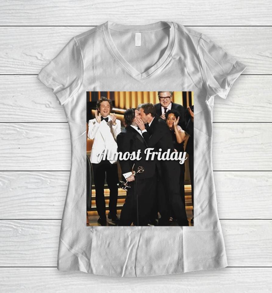 Ebon Moss Bachrach And Matty Matheson Emmys Kiss Almost Friday Women V-Neck T-Shirt
