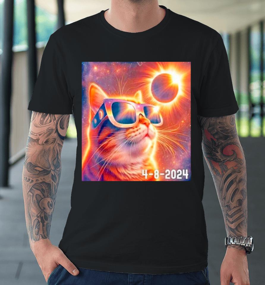 Eclipse Solar April 8 2024 Kitty Cat Wearing Glasses Premium T-Shirt