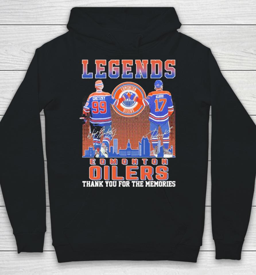 Edmonton Oilers Legend 99 Gretzky And 17 Kurri Thank You For The Memories Signatures Hoodie