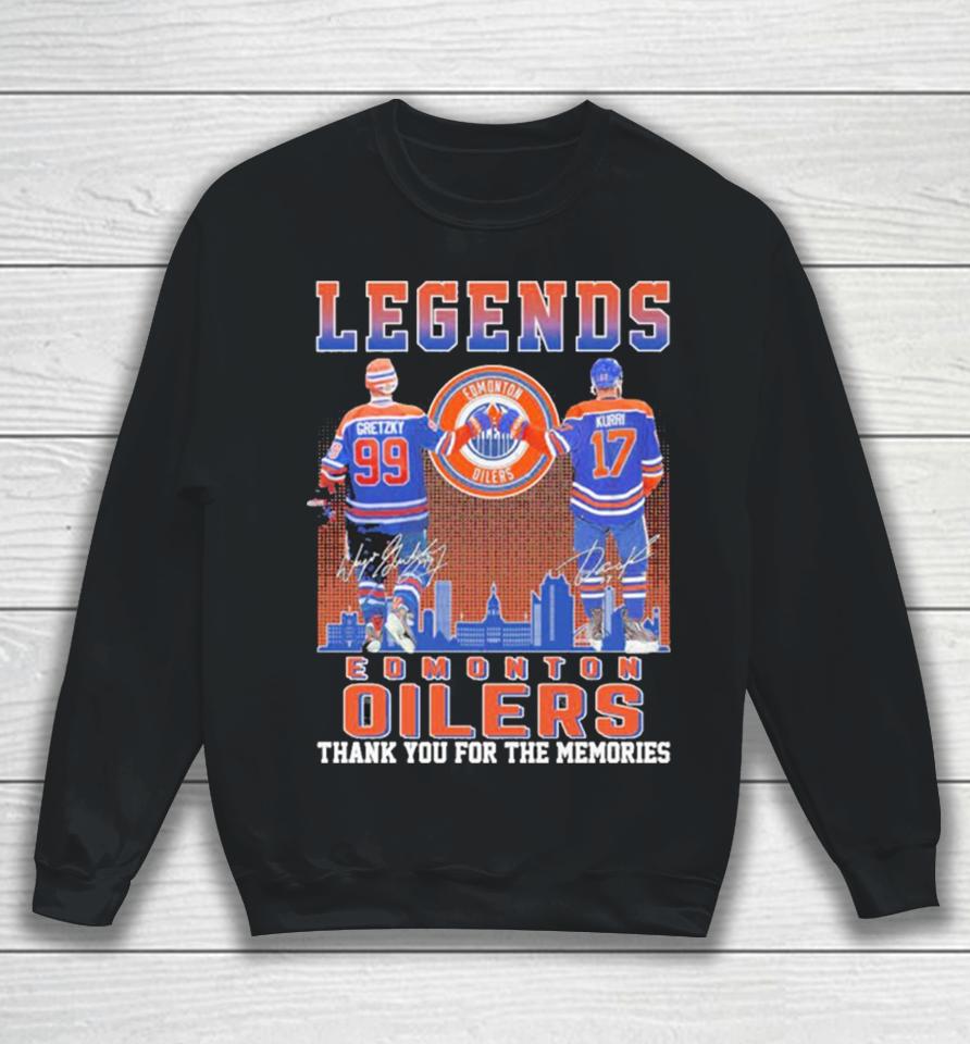 Edmonton Oilers Legend 99 Gretzky And 17 Kurri Thank You For The Memories Signatures Sweatshirt