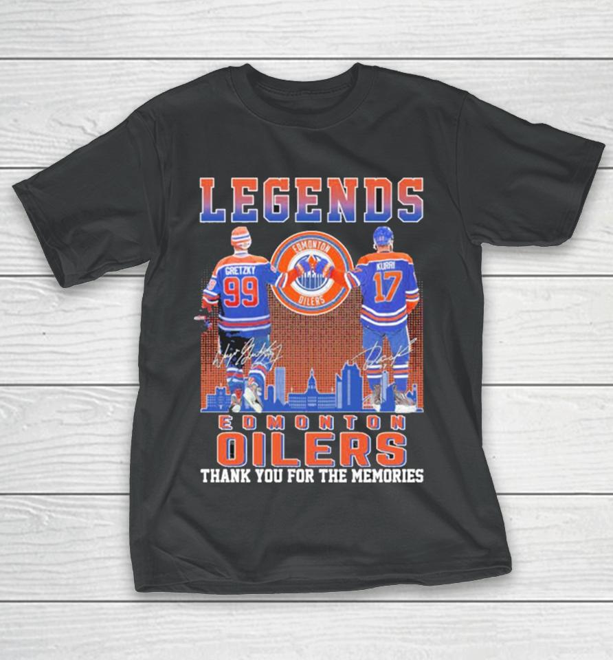 Edmonton Oilers Legend 99 Gretzky And 17 Kurri Thank You For The Memories Signatures T-Shirt