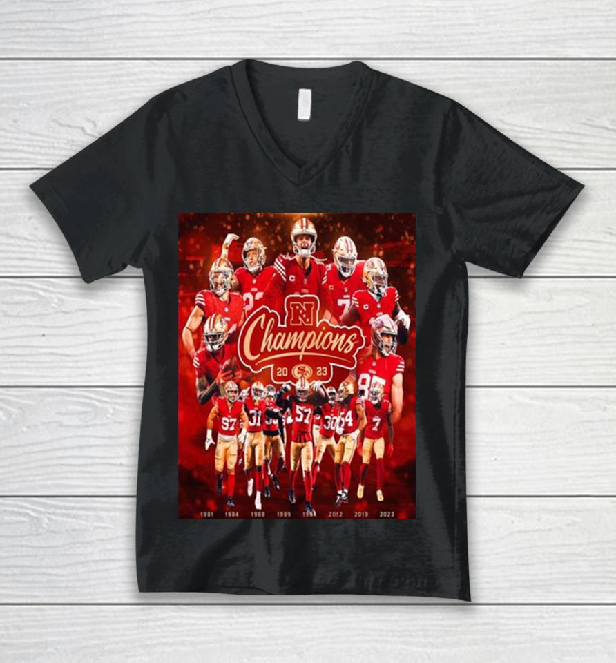 Eight Nfc Champions For The San Francisco 49Ers Head To The Super Bowl Lvii Unisex V-Neck T-Shirt