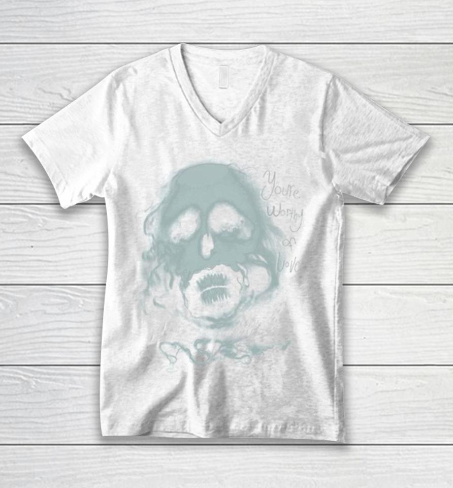 Einstein Ghost Face You’re Worthy Of Love Unisex V-Neck T-Shirt