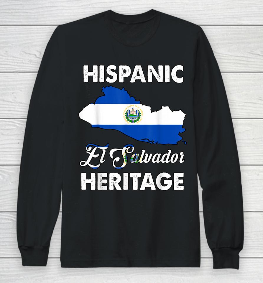 El Salvador Flag Hispanic Heritage Month Salvadorian Pride Long Sleeve T-Shirt