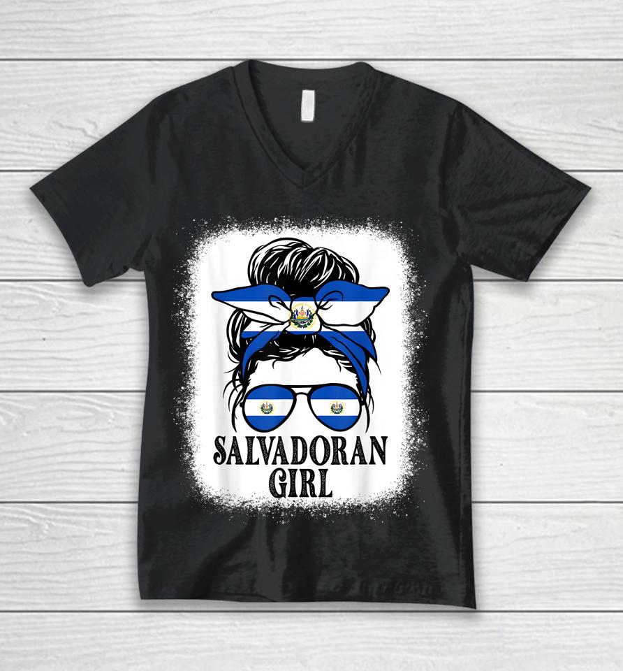 El Salvador For Girl Salvadoran Flagshirts Unisex V-Neck T-Shirt