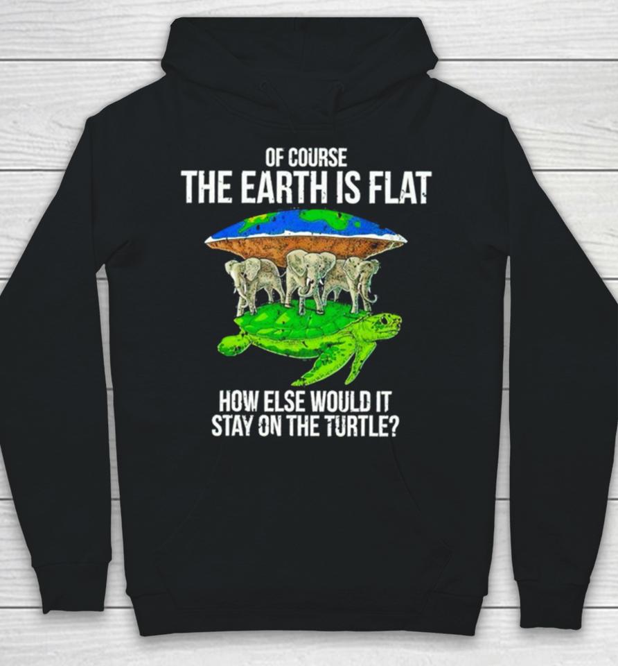 Elephant Of Course The Earth Is Flat How Else Would It Stay On The Turtle Hoodie