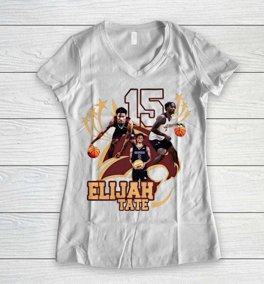 Elijah Tate Texas State Bobcats Men’s Basketball Women V-Neck T-Shirt