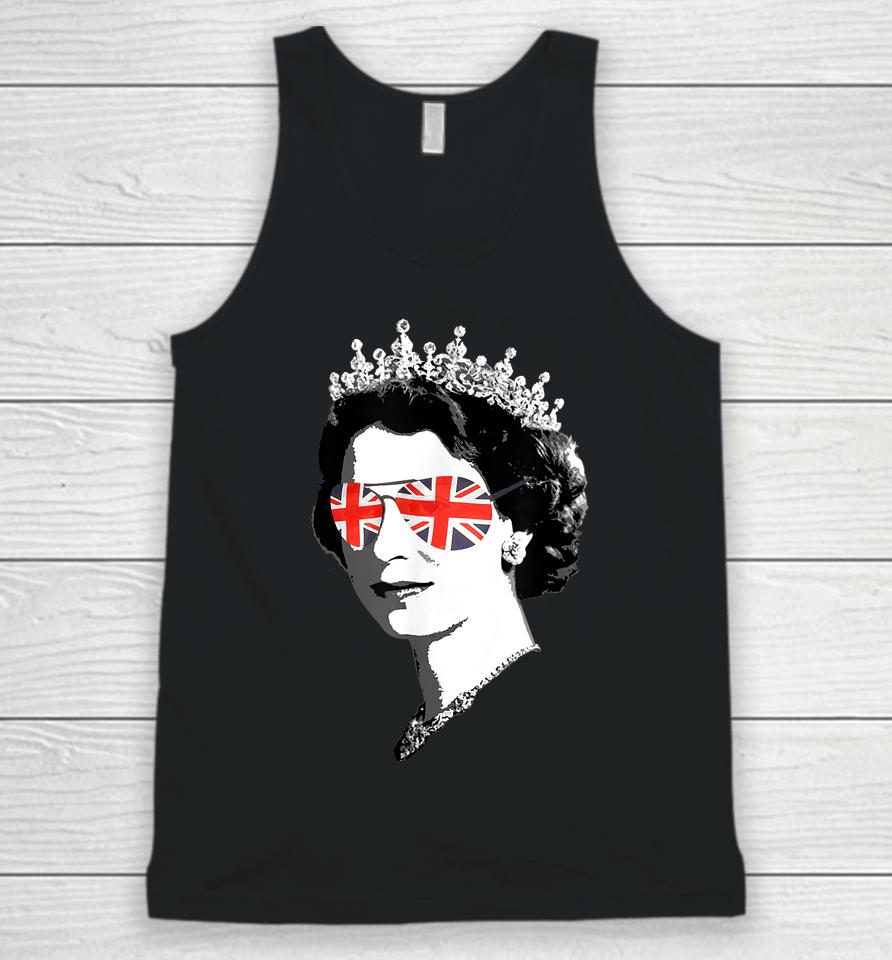Elizabeth Ii Sunglasses T-Shirt British Crown Union Jack Meme Unisex Tank Top