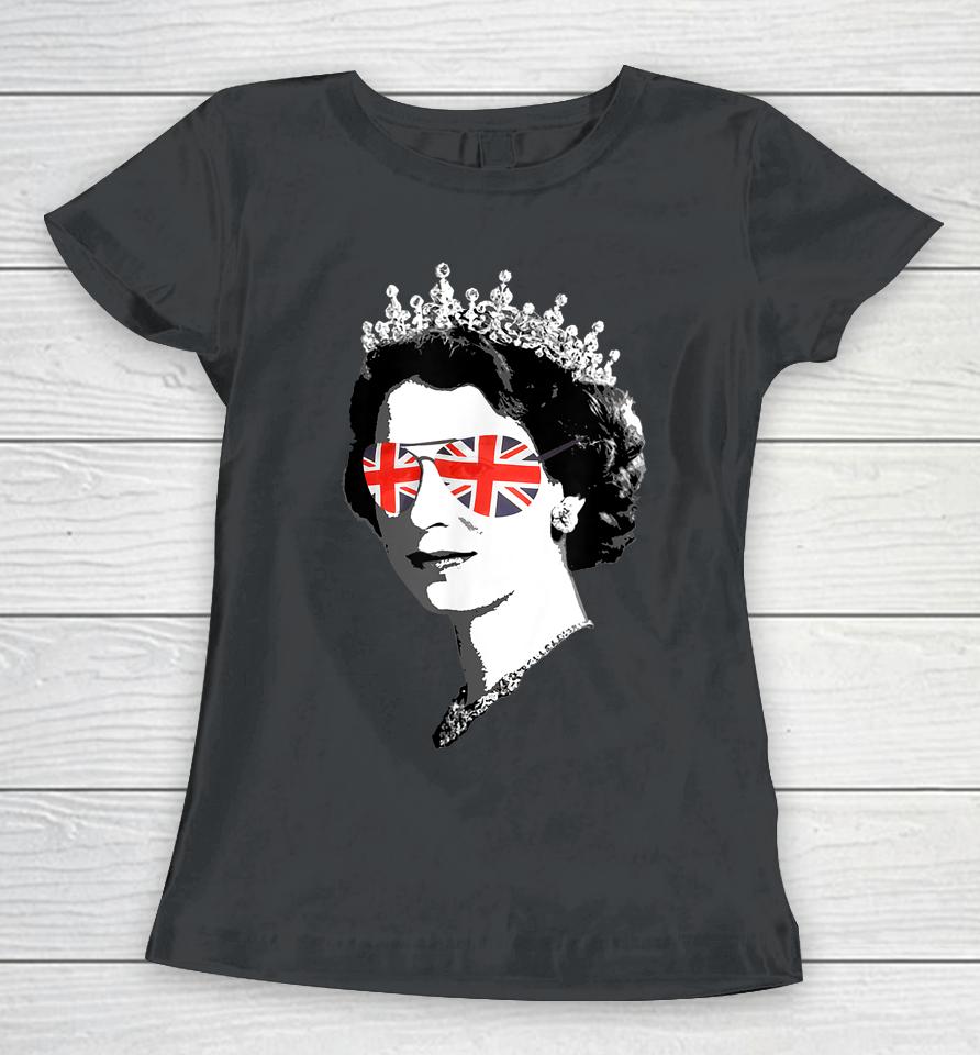Elizabeth Ii Sunglasses T-Shirt British Crown Union Jack Meme Women T-Shirt