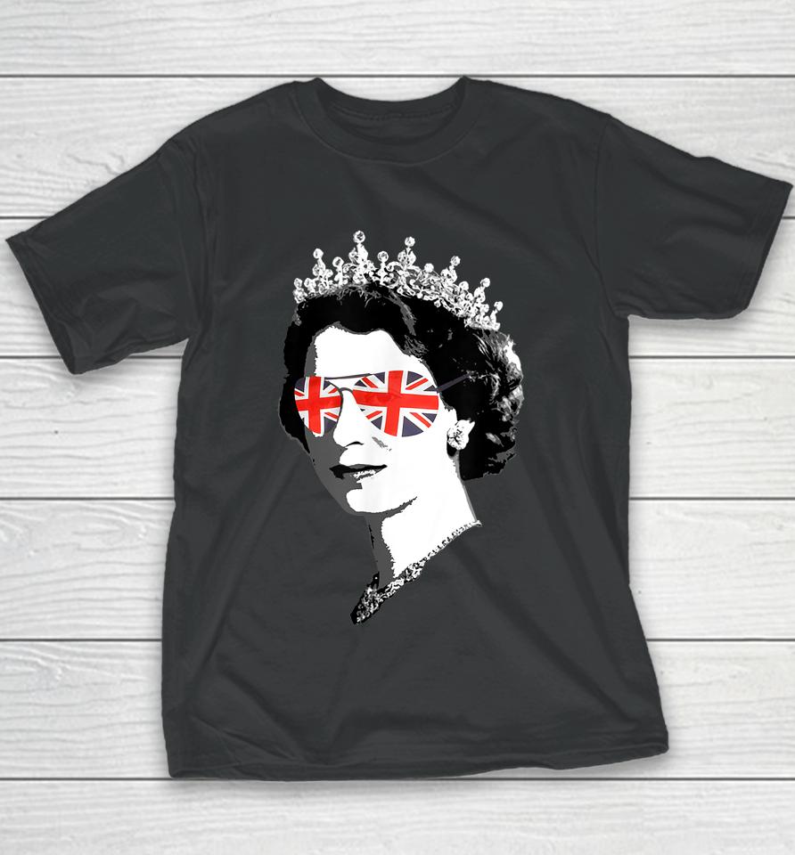 Elizabeth Ii Sunglasses T-Shirt British Crown Union Jack Meme Youth T-Shirt