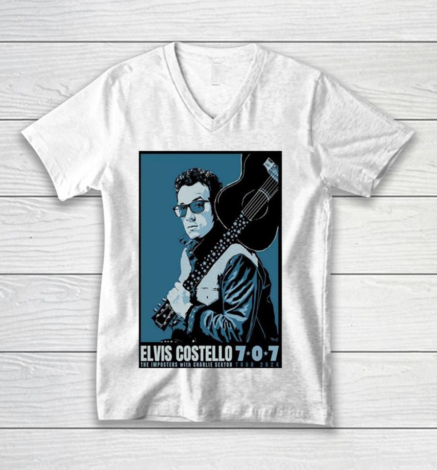 Elvis Costello Tour 2024 Poster Unisex V-Neck T-Shirt