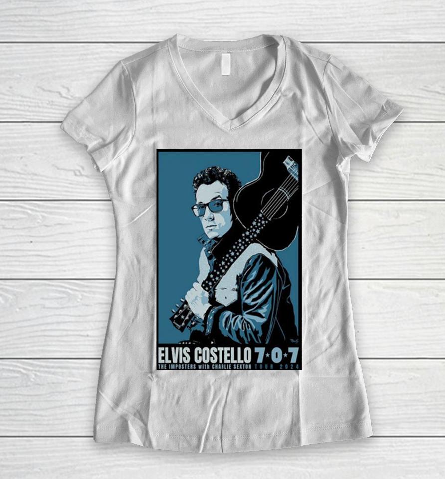 Elvis Costello Tour 2024 Poster Women V-Neck T-Shirt