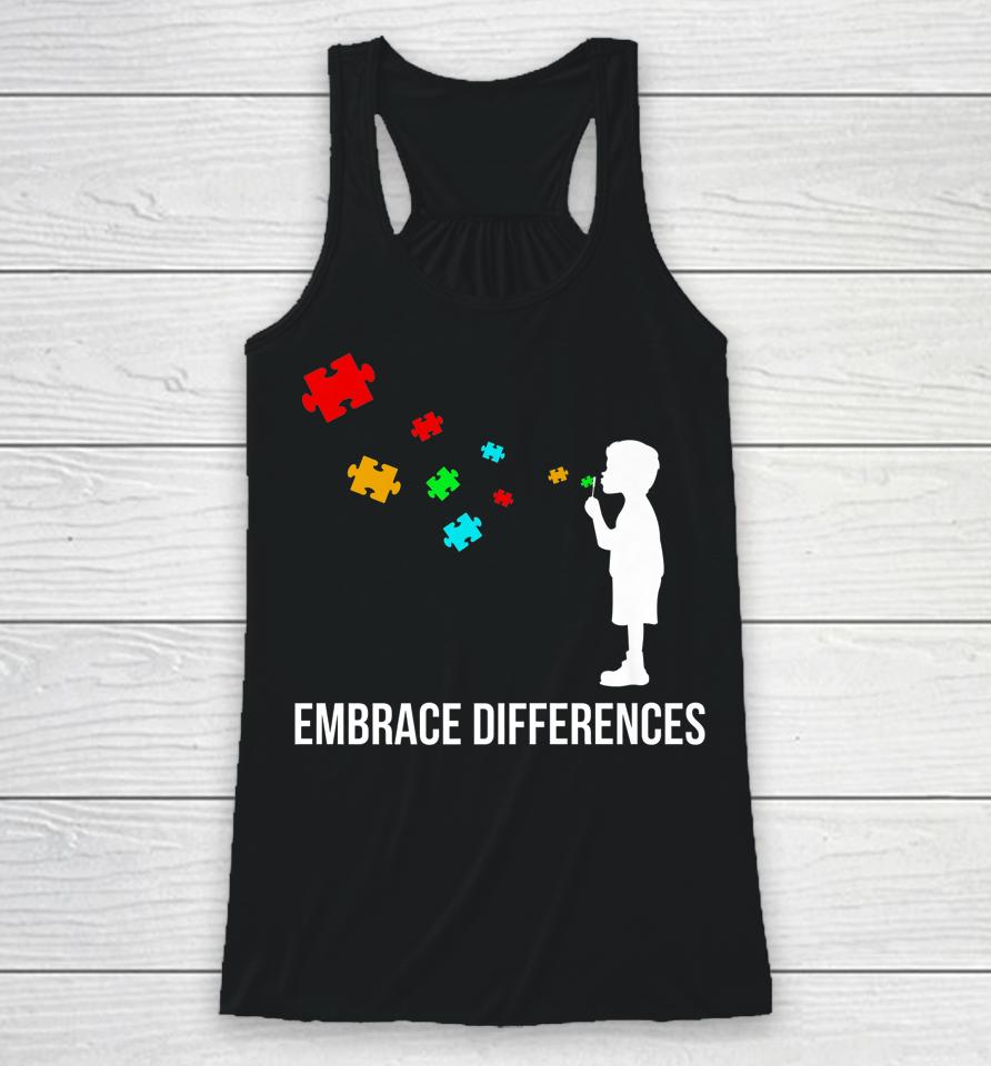 Embrace Differences Support Autism Awareness Day Racerback Tank