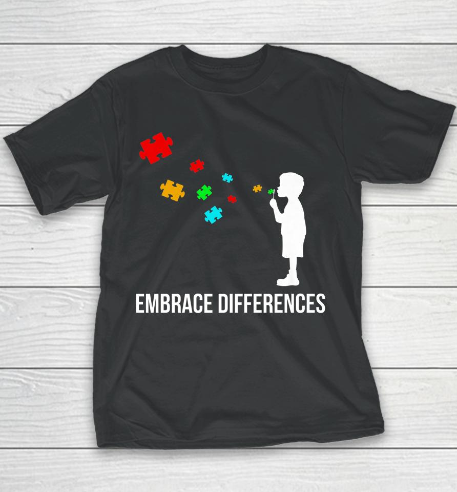 Embrace Differences Support Autism Awareness Day Youth T-Shirt