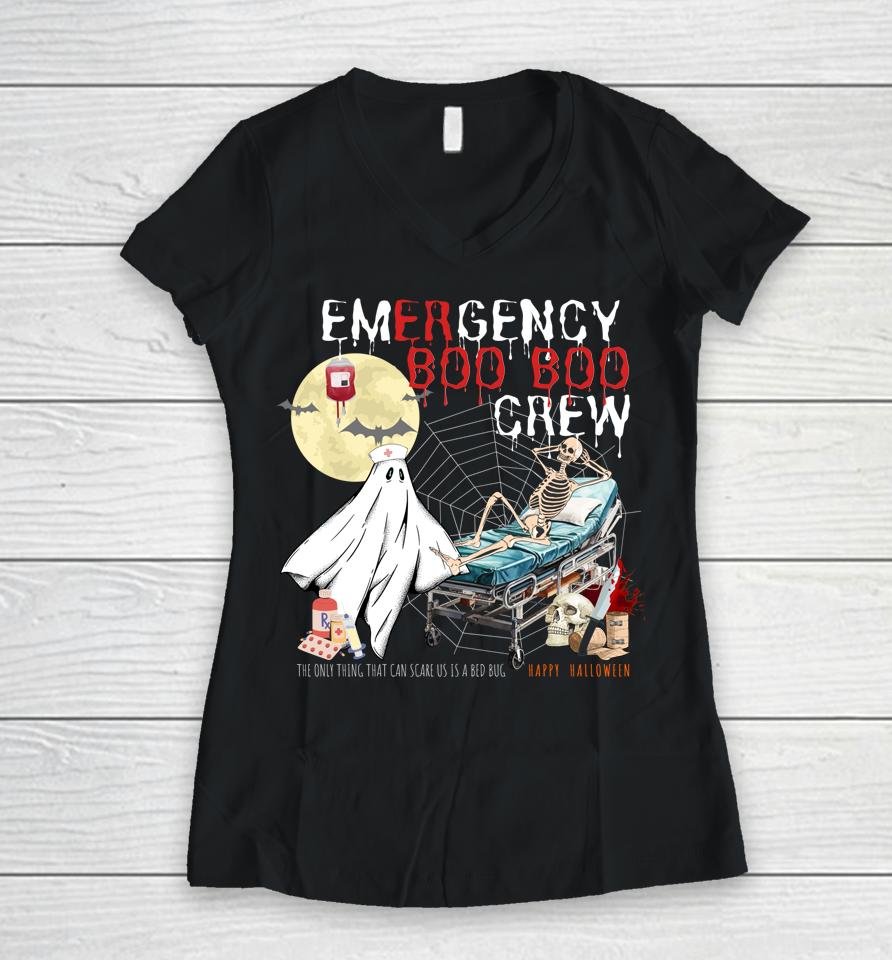 Emergency Boo Boo Crew Er Ed Halloween Women V-Neck T-Shirt