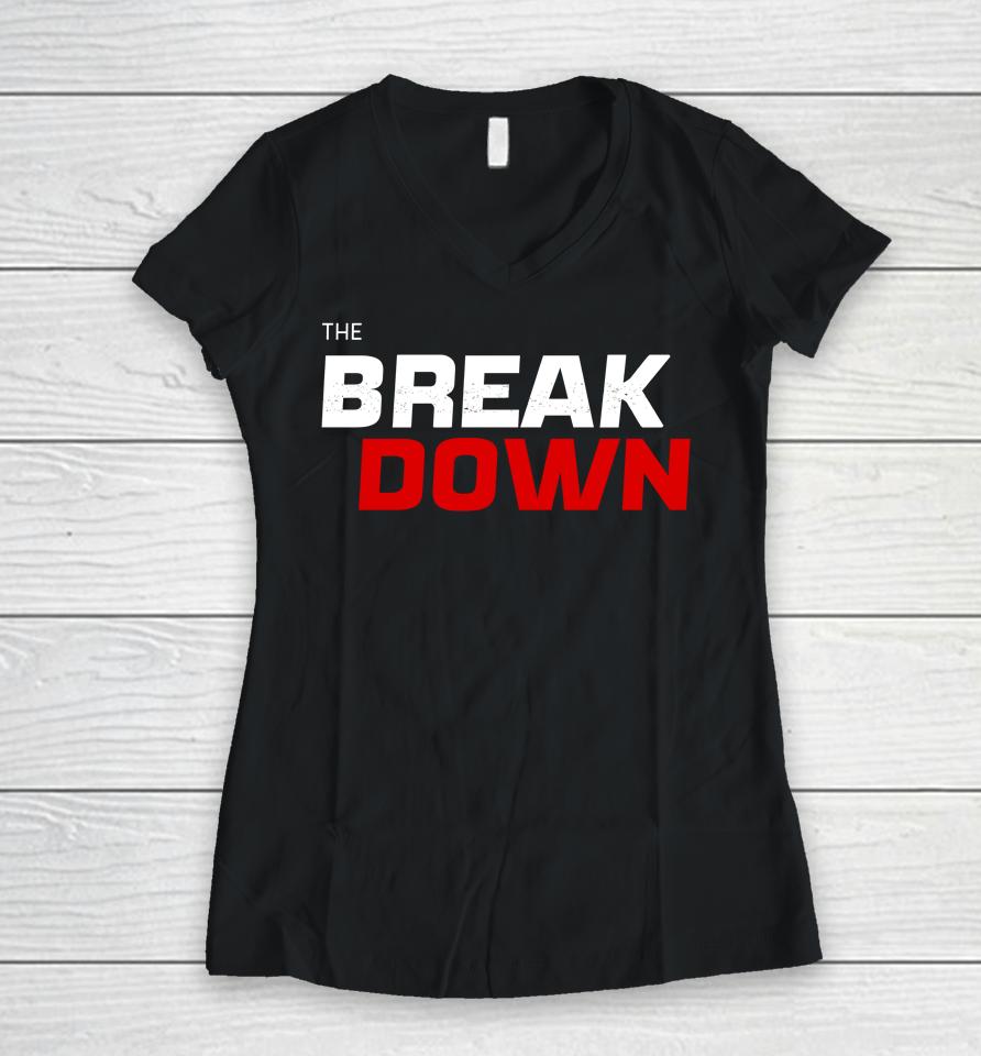 Emily Hewertson Wearing The Break Down Women V-Neck T-Shirt