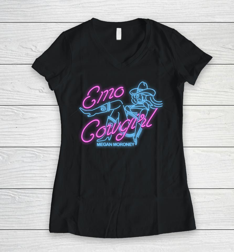 Emo Cowgirl Long Sleeve T Shirt Meganmoroney Merch Women V-Neck T-Shirt
