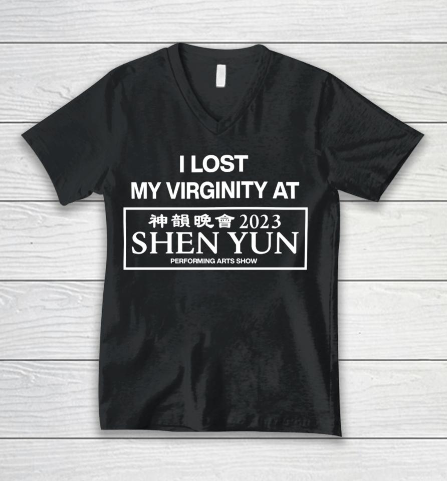 Emo Faggot I Lost My Virginity At Shen Yun Performing Arts Show 2023 Unisex V-Neck T-Shirt