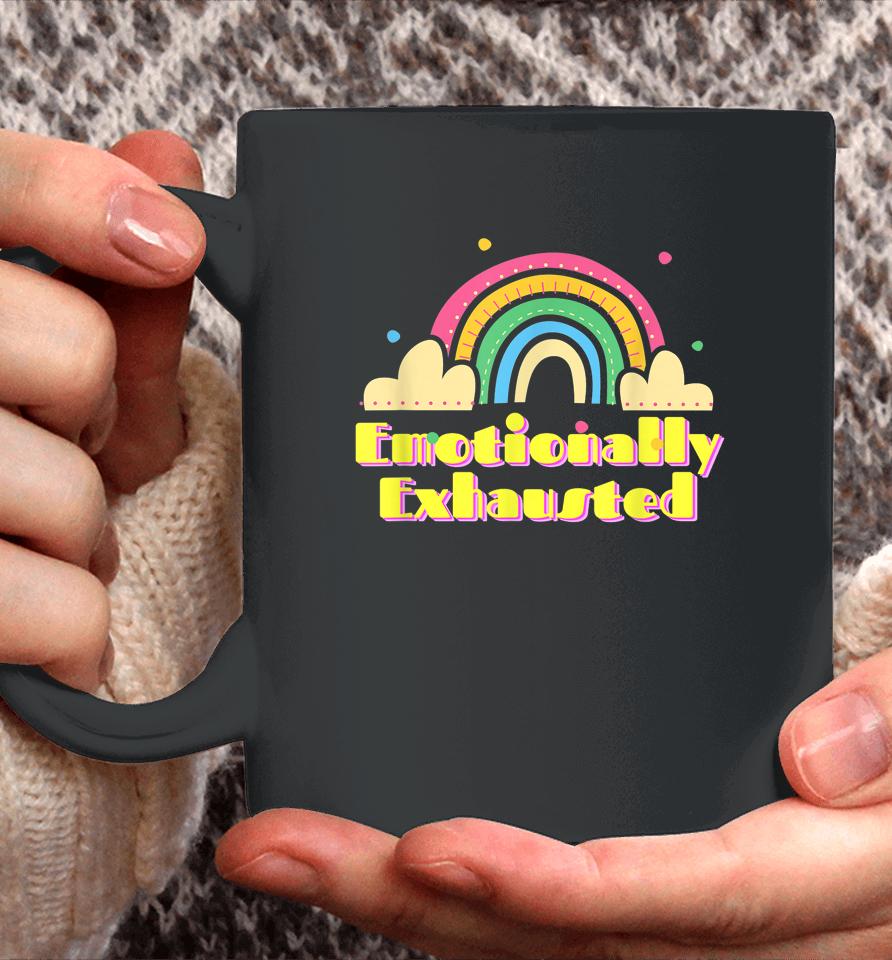 Emotionally Exhausted Colorful Vintage Rainbow Tired Old Coffee Mug