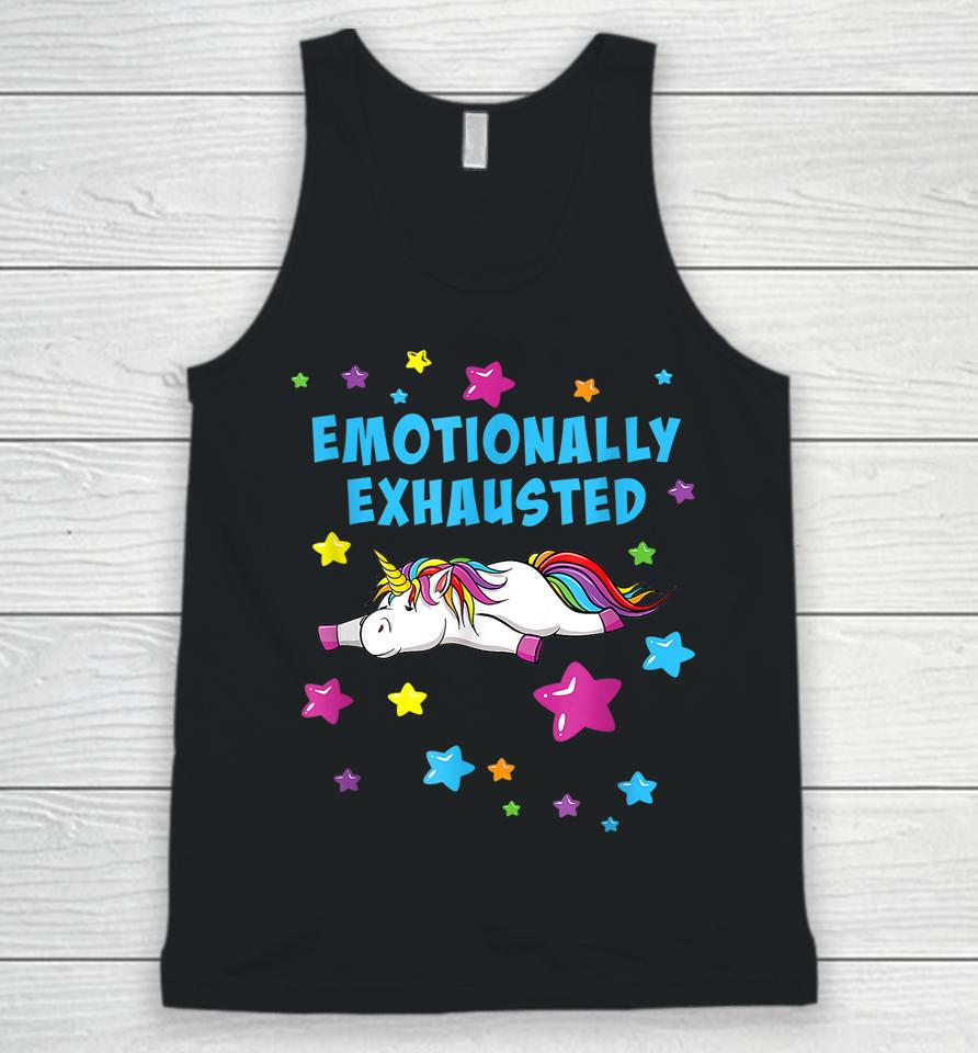 Emotionally Exhausted Tired Unicorn With Stars Unisex Tank Top