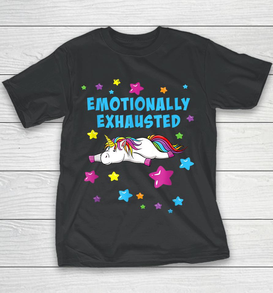 Emotionally Exhausted Tired Unicorn With Stars Youth T-Shirt