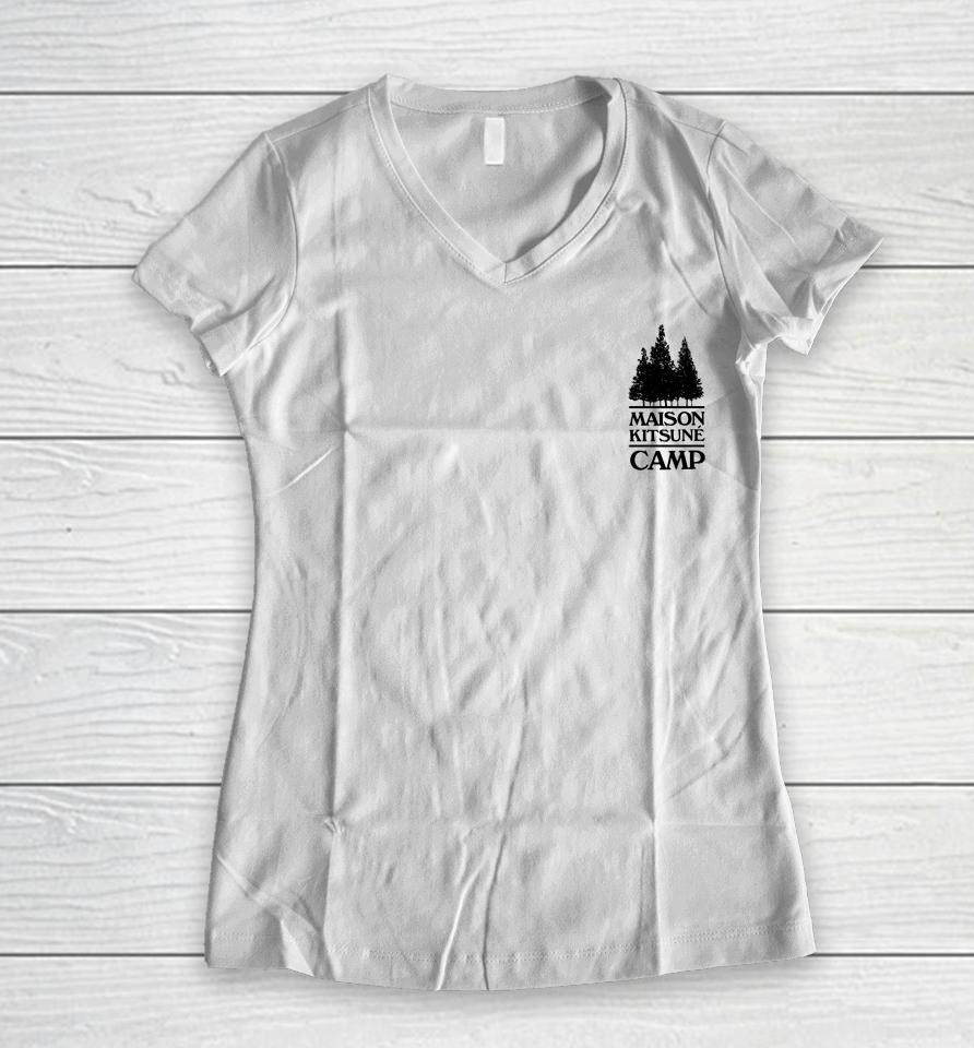 End Clothing Maison Kitsune Mountain Camp Women V-Neck T-Shirt
