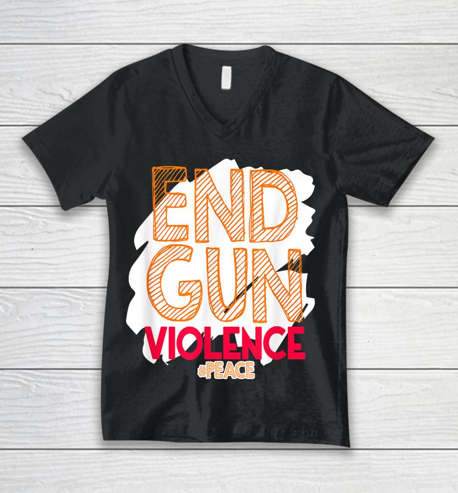 End Gun Violence No Gun Awareness Day Hashtag Peace Unisex V-Neck T-Shirt