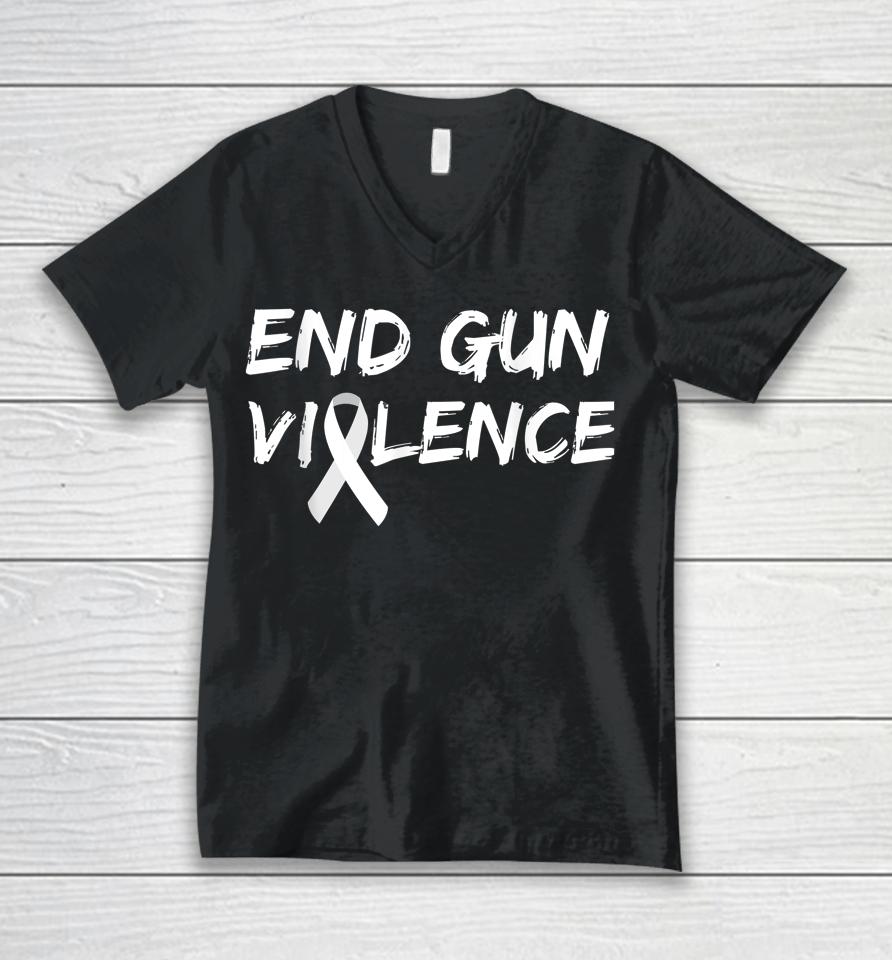 End Gun Violence Ribbon Unisex V-Neck T-Shirt