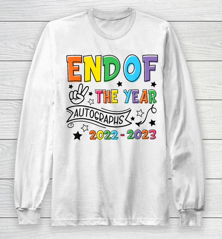 End Of The Year Autographs 2022 2023 Last Day Of School Kids Long Sleeve T-Shirt
