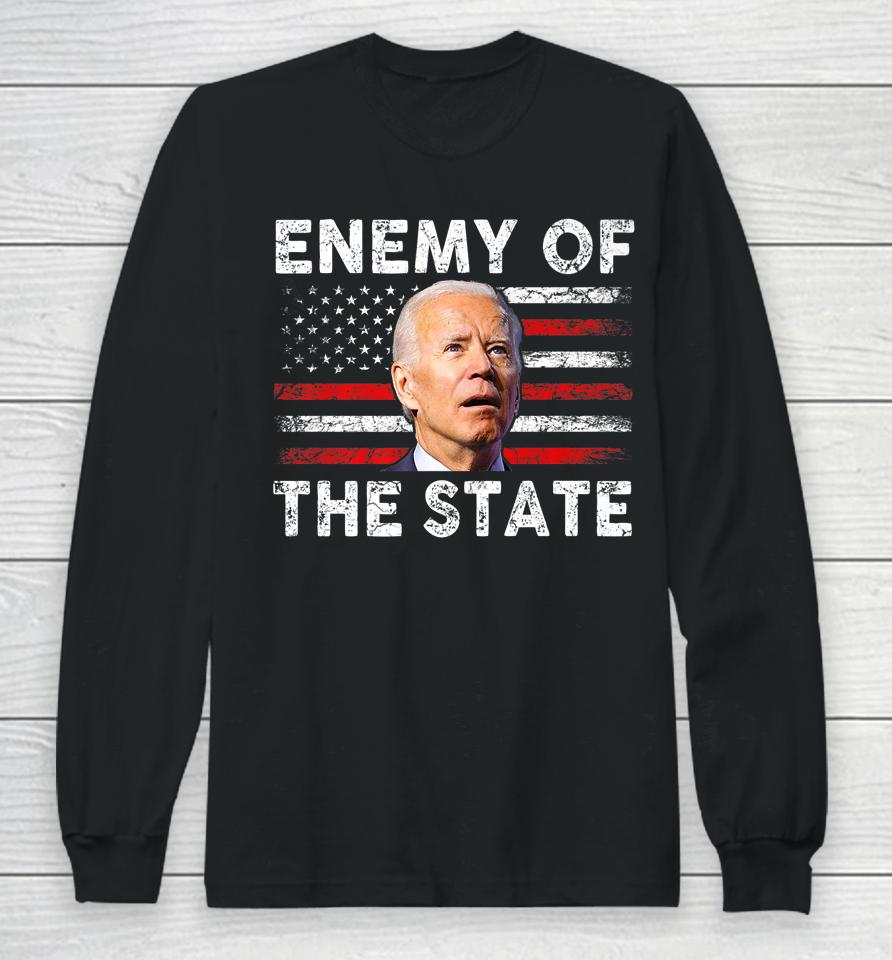 Enemy Of State Trump Quotes American Patriotic Usa Flag Long Sleeve T-Shirt