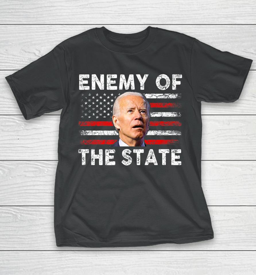 Enemy Of State Trump Quotes American Patriotic Usa Flag T-Shirt