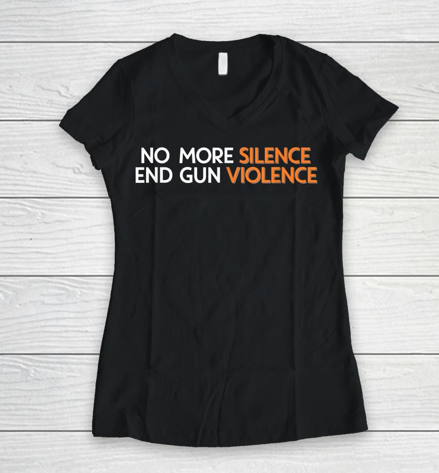 Enough End Gun Violence No Gun Women V-Neck T-Shirt