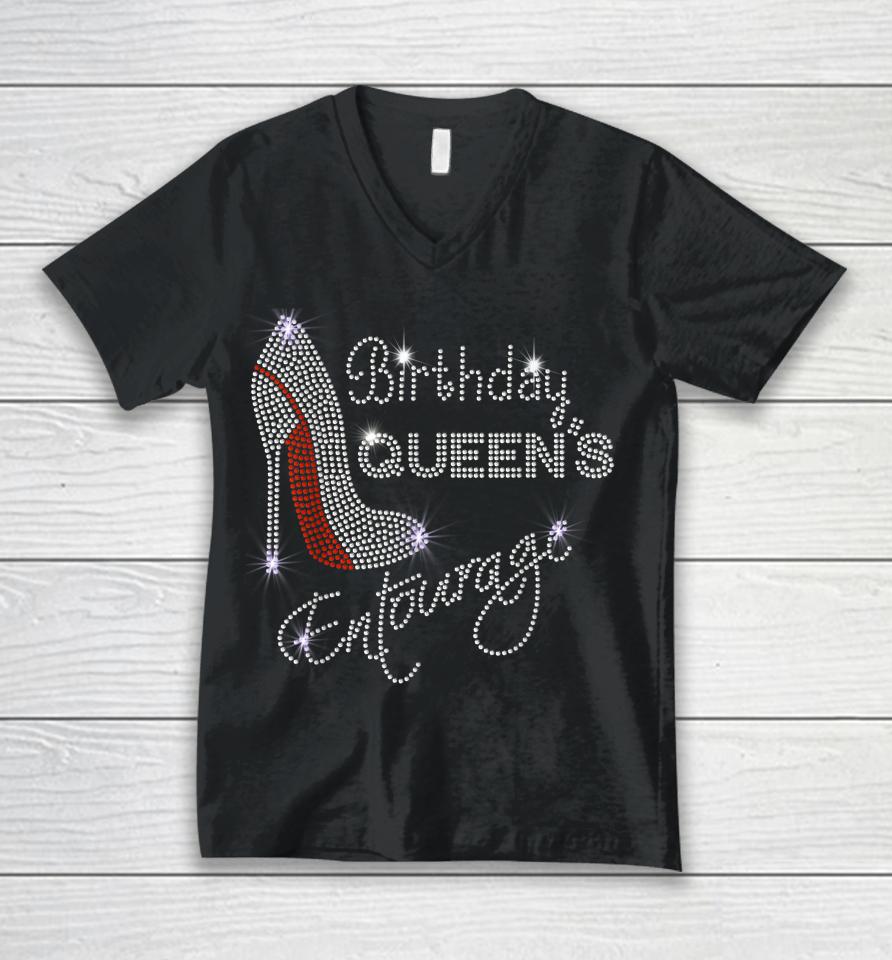 Entourage Birthday Queens Squad Women Girls Birthday Party Unisex V-Neck T-Shirt
