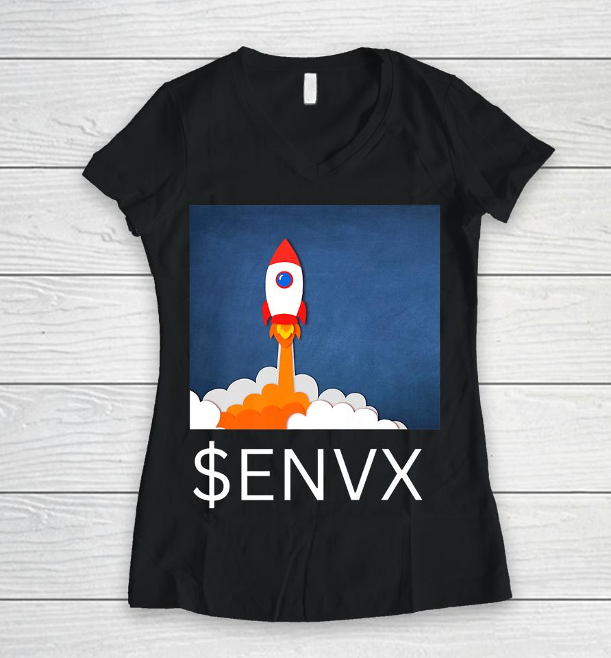 Envx Rocket Ship Stock Women V-Neck T-Shirt