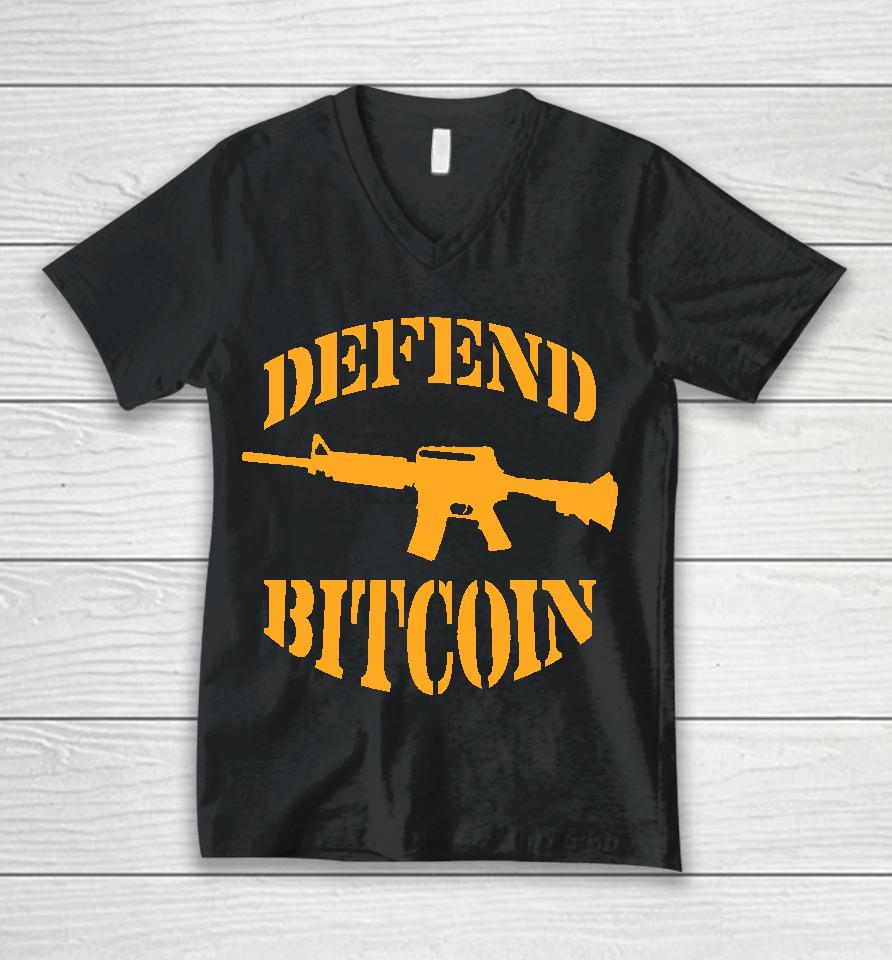 Eric Podwojski Defend Bitcoin Unisex V-Neck T-Shirt