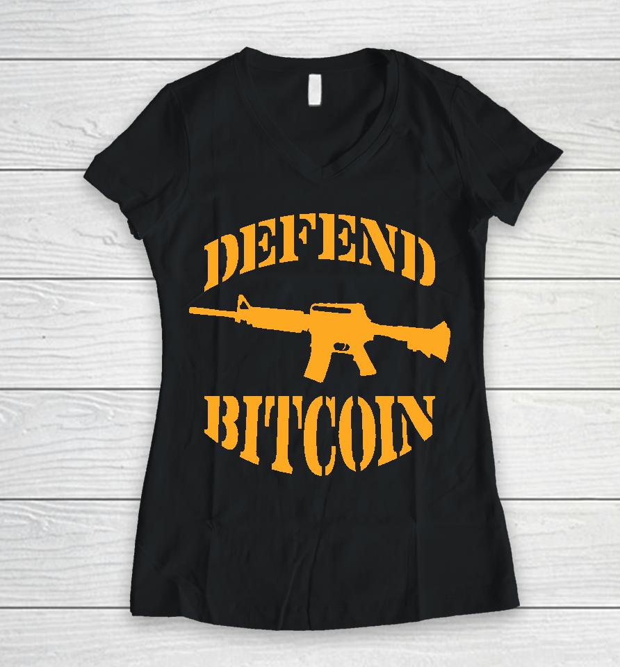 Eric Podwojski Defend Bitcoin Women V-Neck T-Shirt