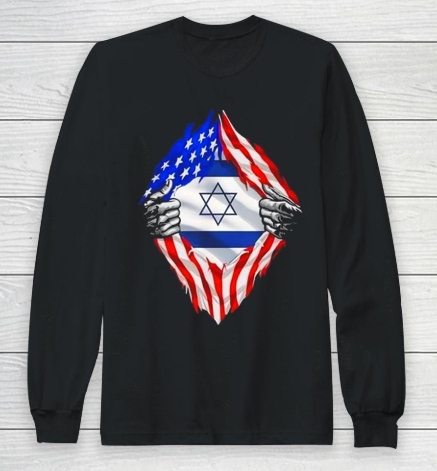 Eric Rubin Usa Israel Flag American Israeli Roots Jewish Long Sleeve T-Shirt