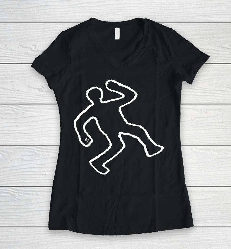 Ericdoa Chalk Outline Women V-Neck T-Shirt