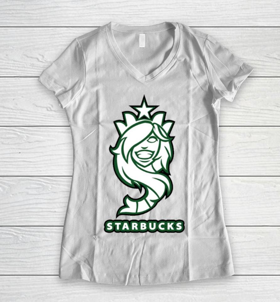 Esport Starbucks Logo Women V-Neck T-Shirt