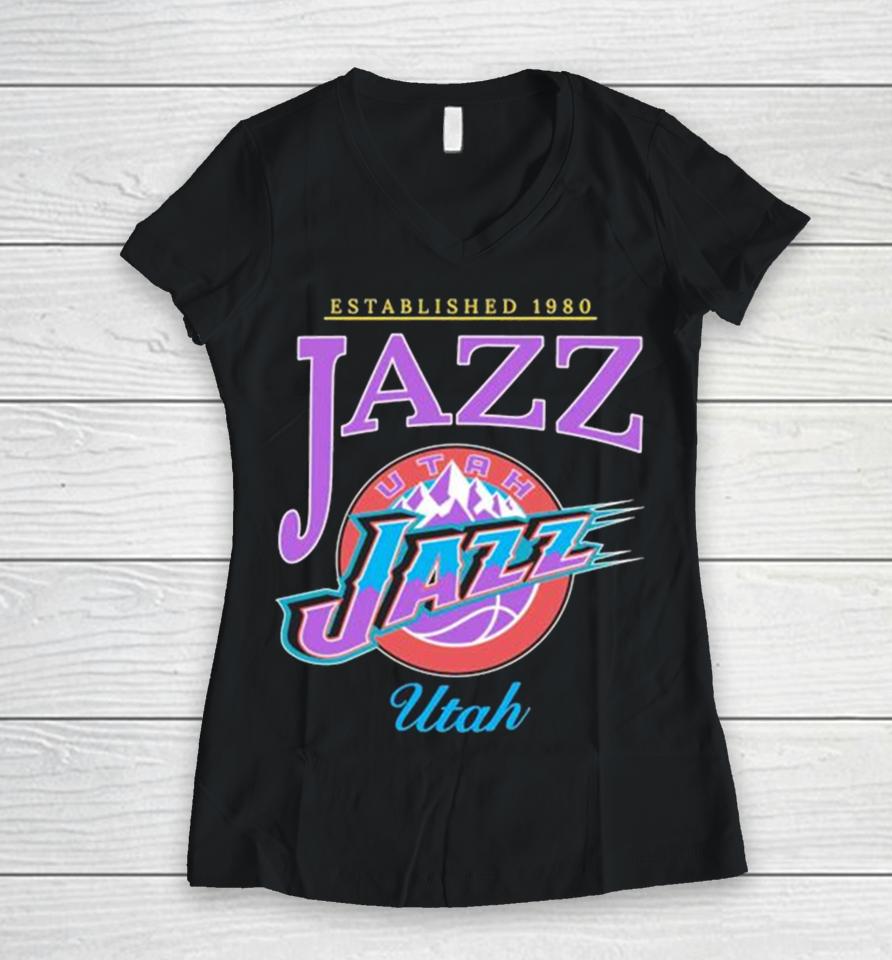 Established 1980 Jazz Nba Utah Jazz Basketball Women V-Neck T-Shirt