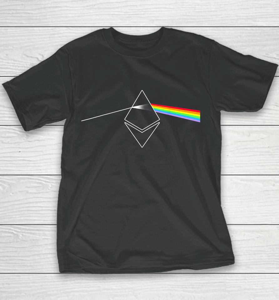 Ethereum Crypto Prism Rainbow Light Youth T-Shirt