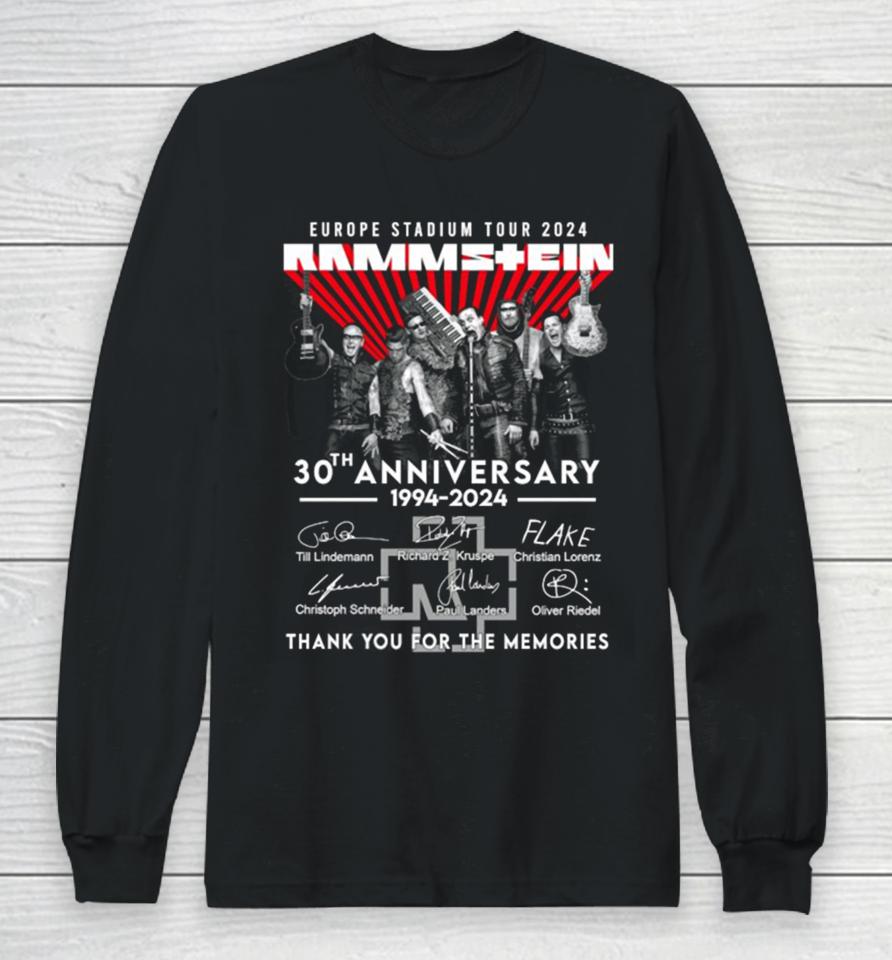 Europe Stadium Tour Rammstein 30Th Anniversary 1994 Thank You For The Memories Long Sleeve T-Shirt